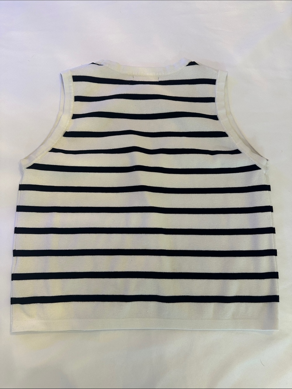 Striped V-Neck Button Front Knit Vest - Picture 5 of 7
